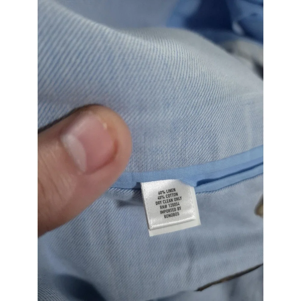 Bonobos Blazer Mens 38 Short Light Blue Linen Cotton Sport Coat Casual FLAW
